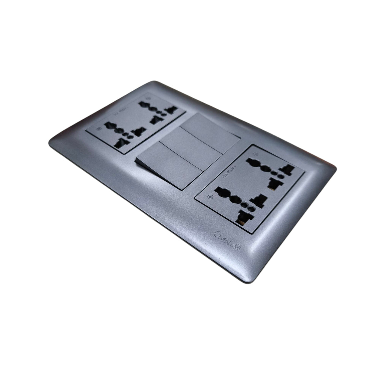 Omni 3 gang switch with 4 gang universal outlet in sleek design for versatile electrical usage