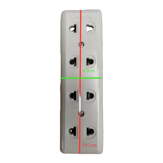 Omni 4 gang extension outlet white electrical socket strip with six plug points