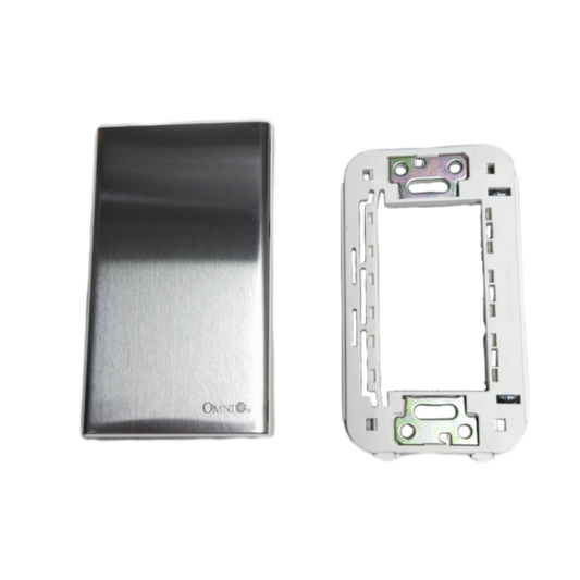 Omni chrome blank plate cover for power points switches and plugs with a sleek metallic finish