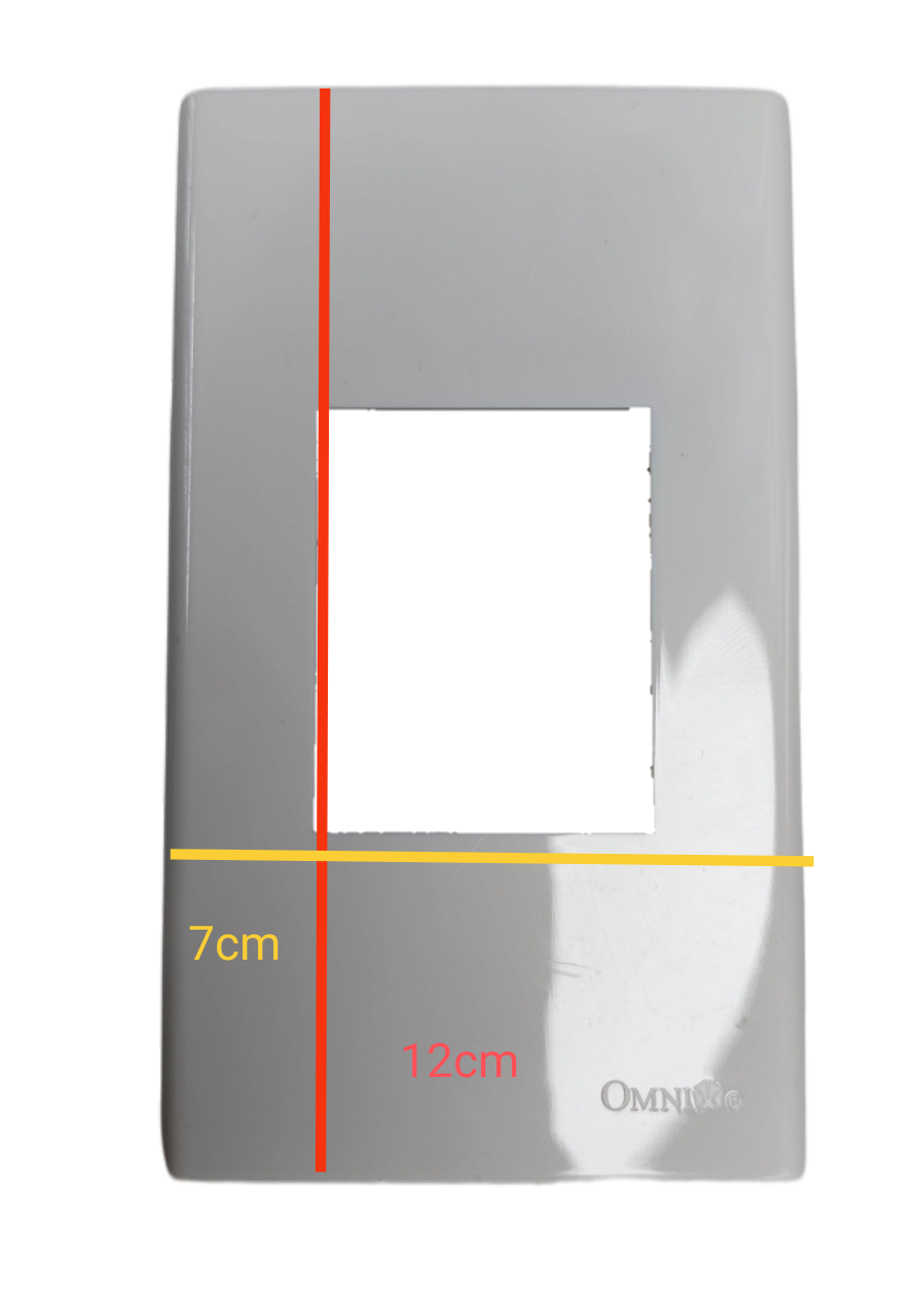 White plastic Cover Wide Series Omni WWP-111 switch plate with rectangular cutout for power points