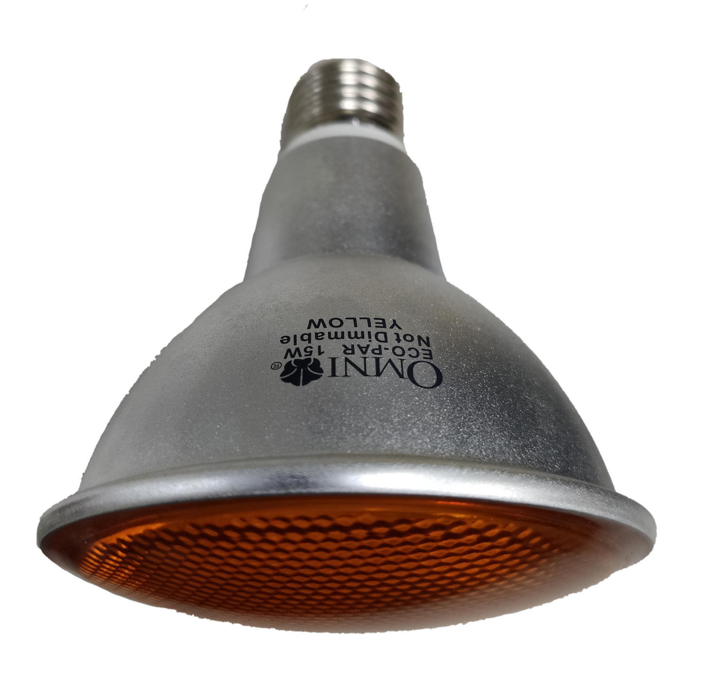 Omni Par 30 15W Yellow CFL E27 220V compact fluorescent bulb with orange diffuser and metal base
