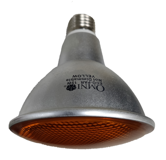 Omni Par 30 15W Yellow CFL E27 220V compact fluorescent bulb with orange diffuser and metal base