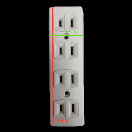 Omni surface type outlet white power strip with four dual sockets and compact design
