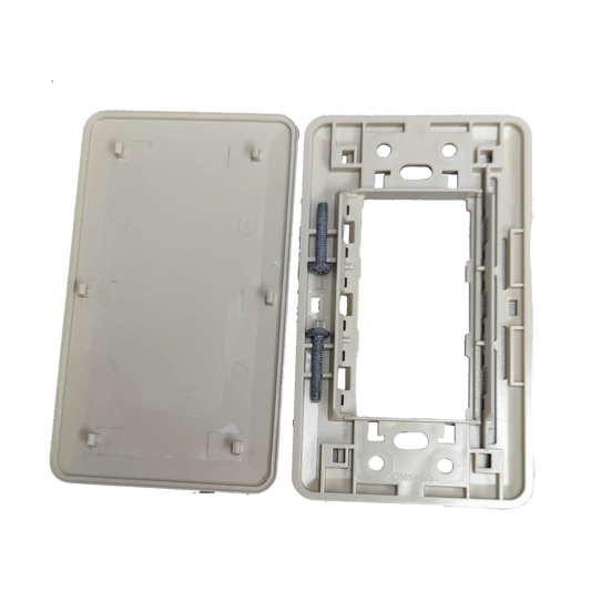 Omni WEP-100 classic cover for power points and switches with mounting screws in white plastic