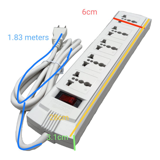 Omni 5 Gang Universal Extension Cord with Switch 10A 250V WEU-105-PK
