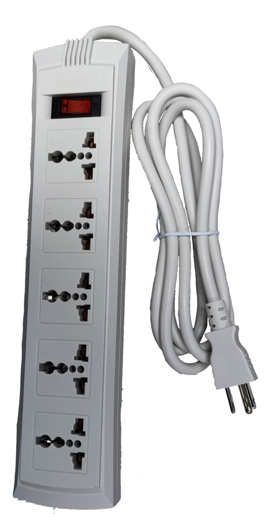 Omni WEU-105-PK power strip with multiple universal outlets and long white cord