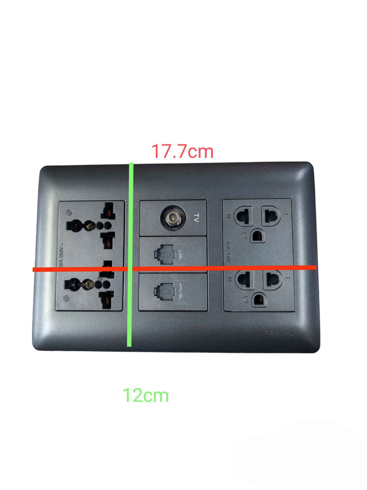 Omni combo lan telephone tv electrical outlet power points switches and plugs with multiple sockets