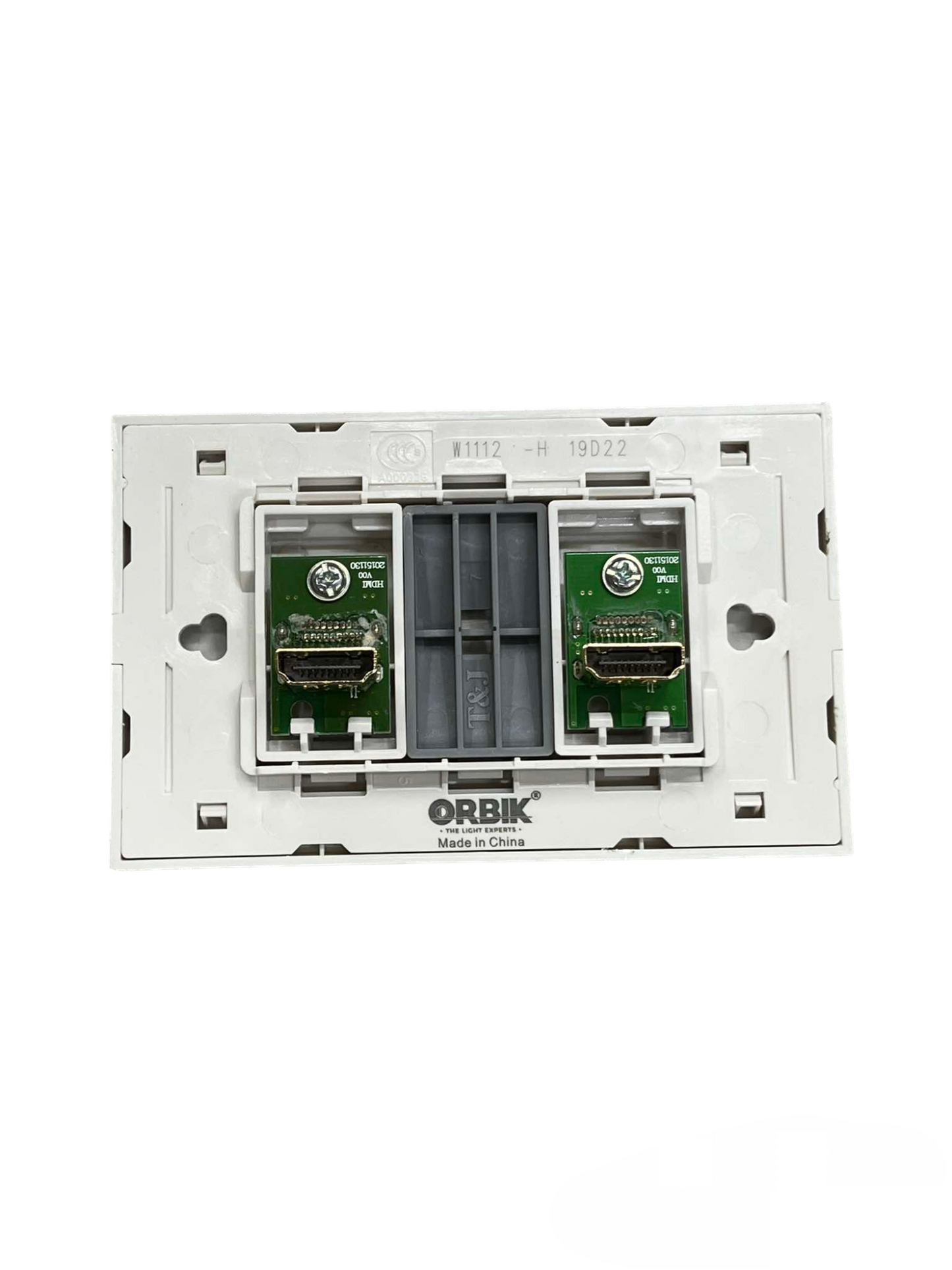 T&J HDMI Outlet with Plate Cover featuring dual HDMI ports for easy connectivity