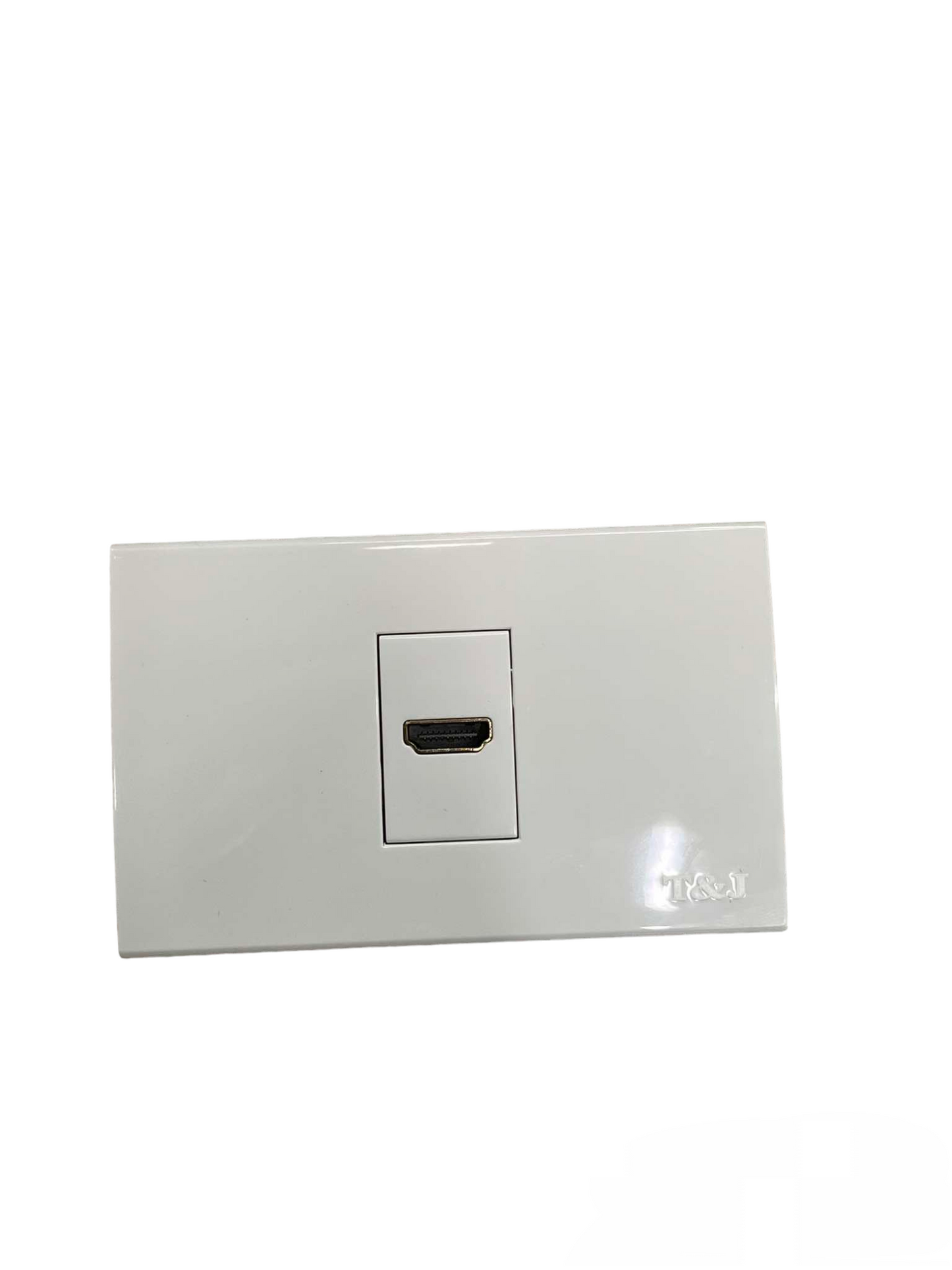 T&J HDMI Outlet with Plate Cover in white for seamless home entertainment connectivity