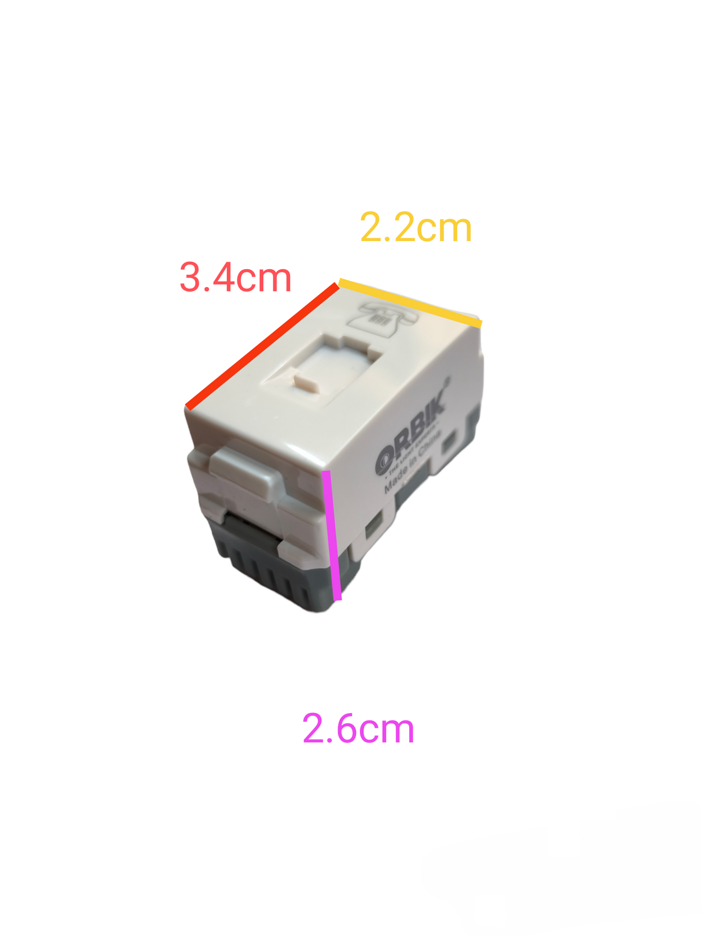 T&J Telephone Outlet 4C white modular connector for power points switches and plugs
