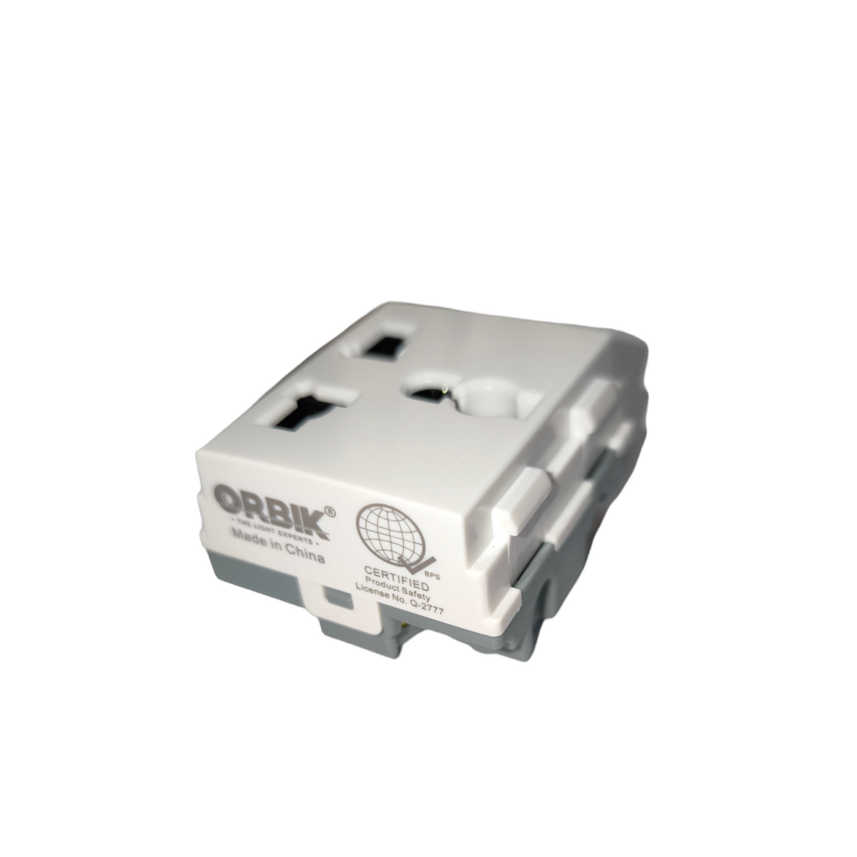 T&J Orbik Universal Outlet Device 16A 250V power point switch and plug adapter in white