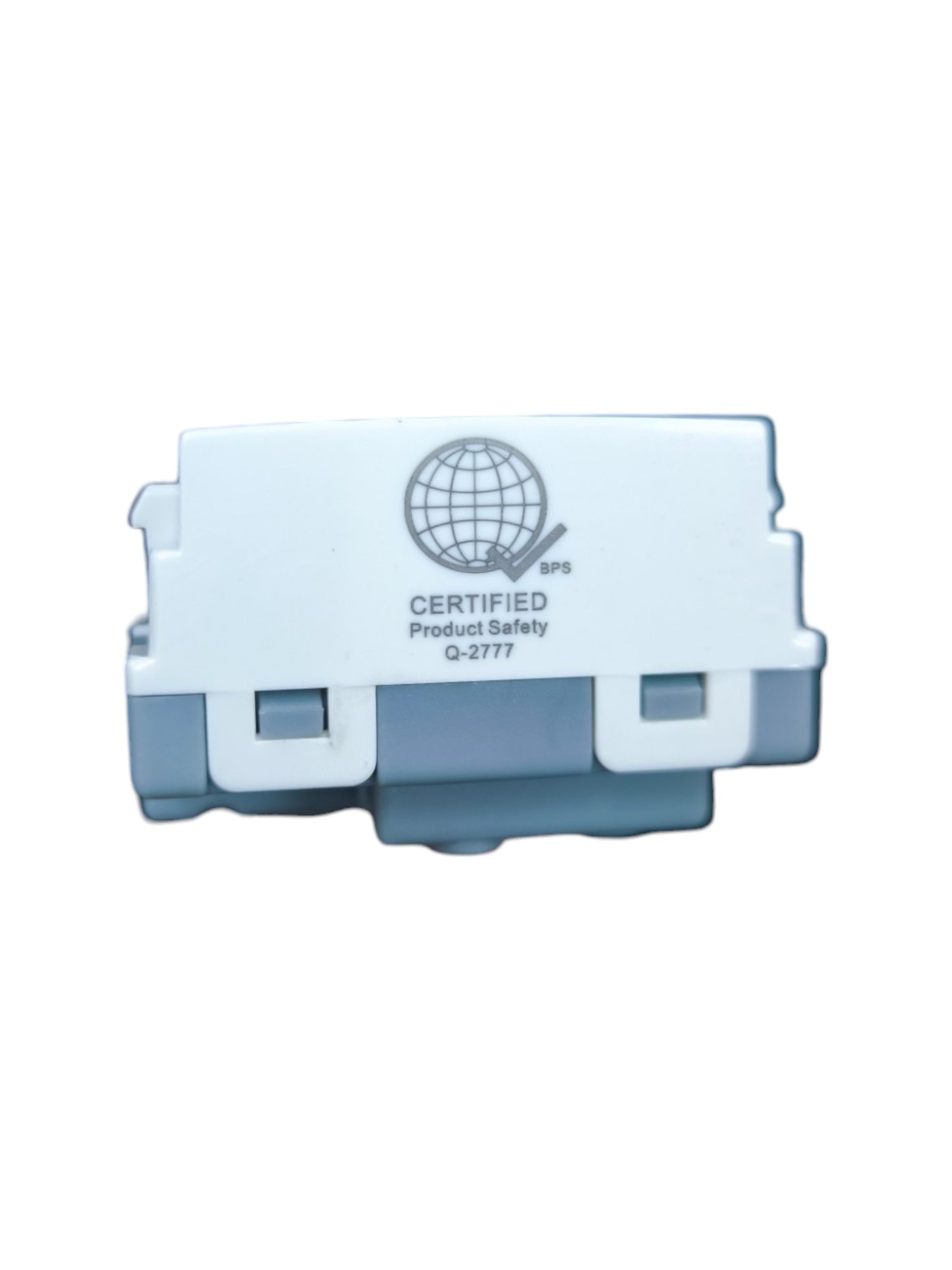 T&J universal outlet with HDMI port showing certified product safety label in white