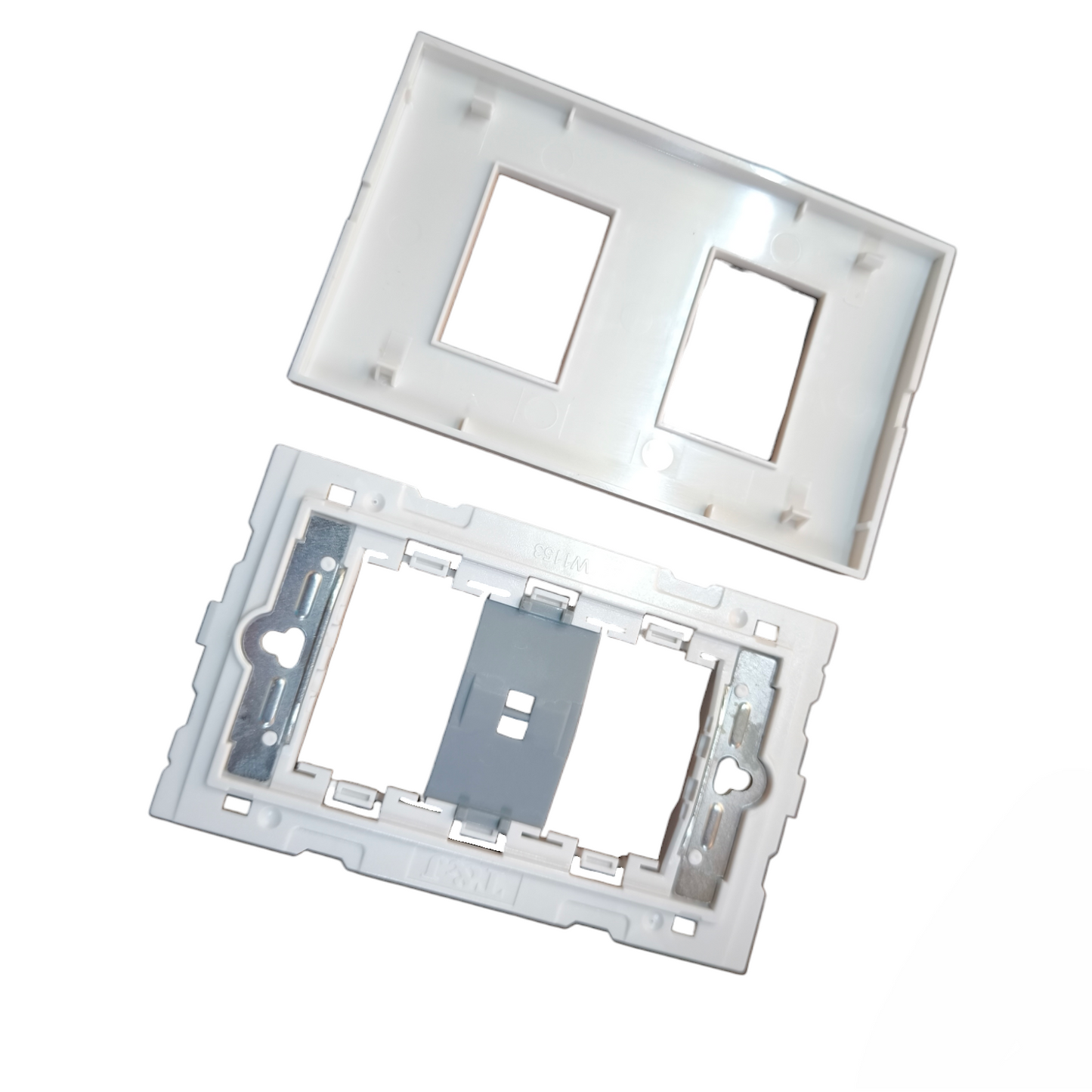 T&J wide series plate cover white for power points switches and plugs with two openings