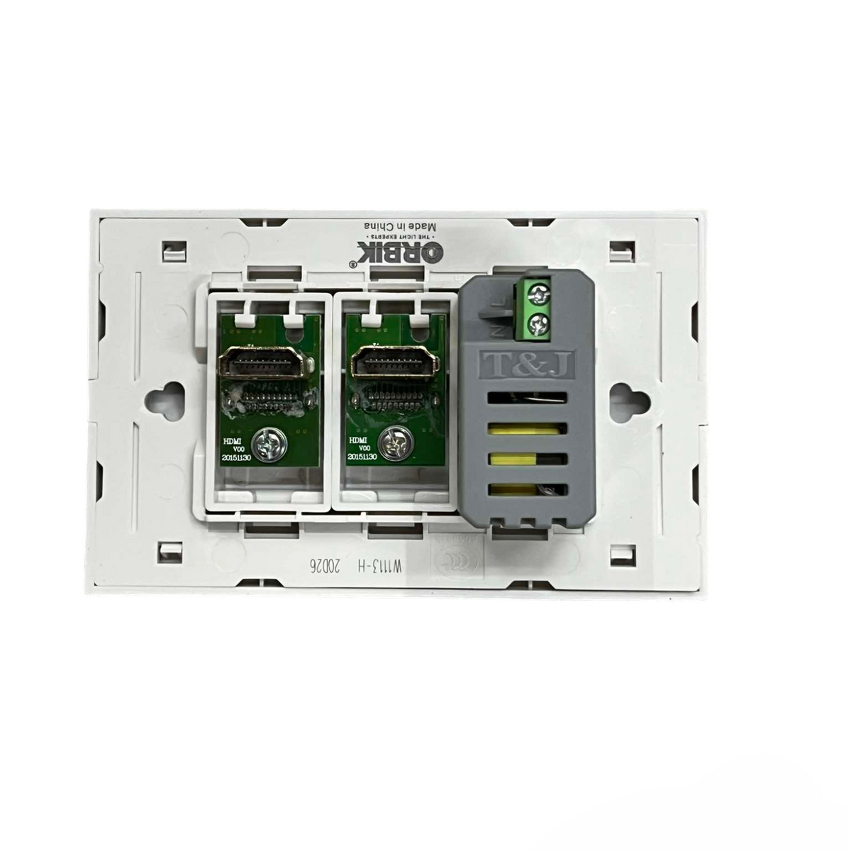 T&J 3 Gang Outlet with 2 HDMI Outlet and 1 USB-A Outlet power socket panel