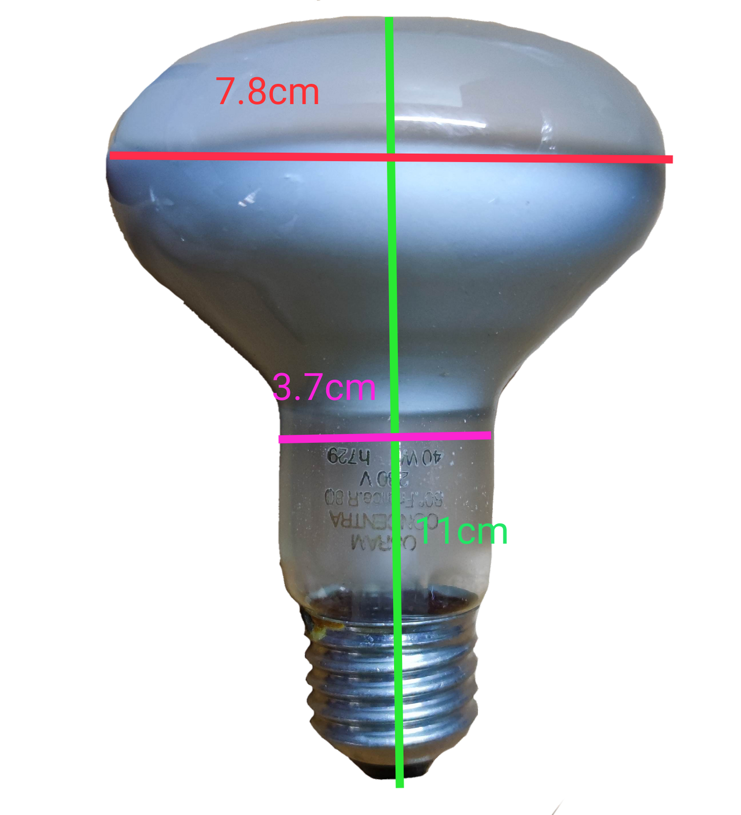 Electx Electrical Supply 40W Spot Light R80 E27 220V incandescent bulb with dimensions