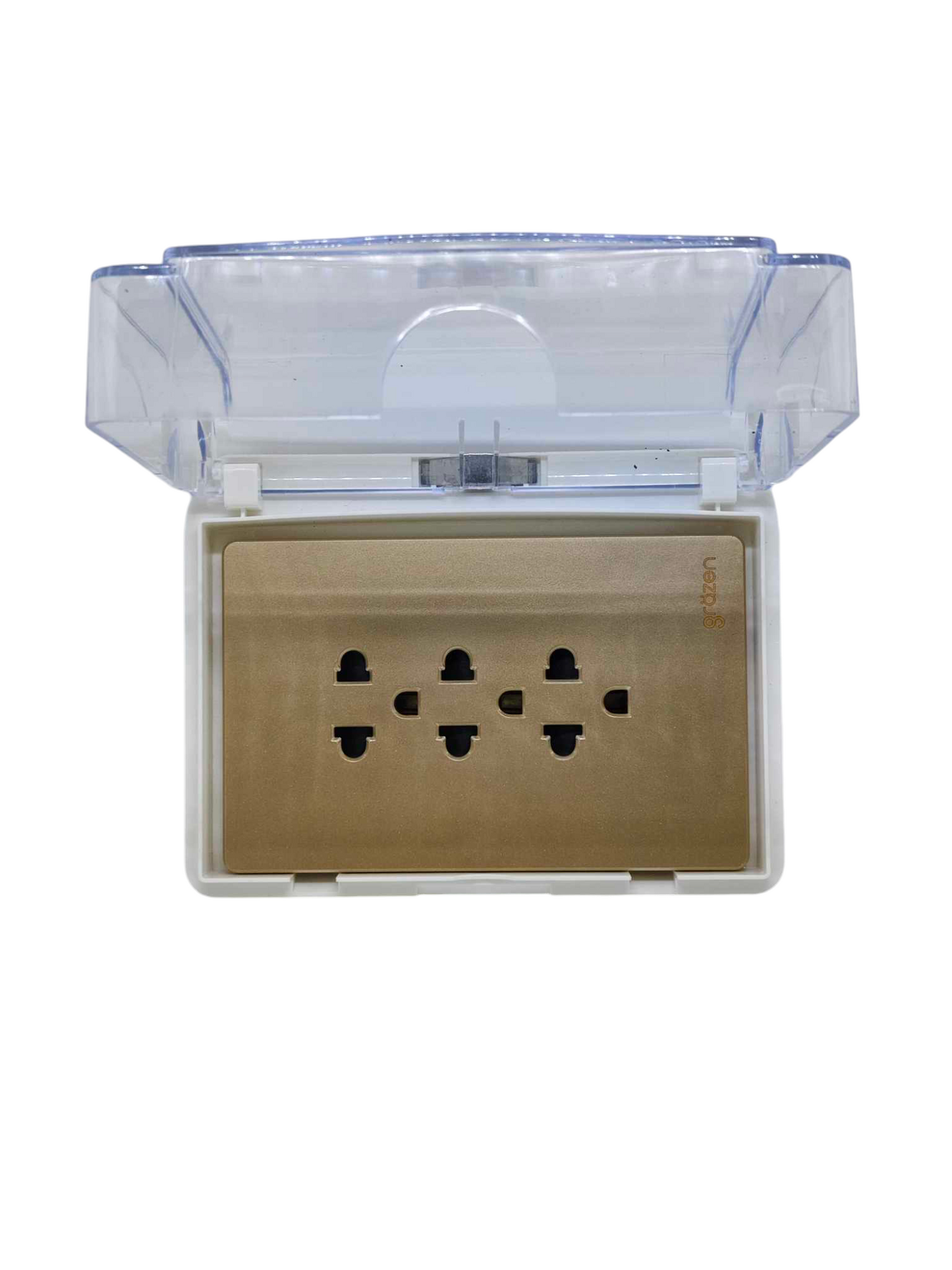 Grazen 16A outdoor weatherproof socket 220V with a clear protective cover for outdoor use