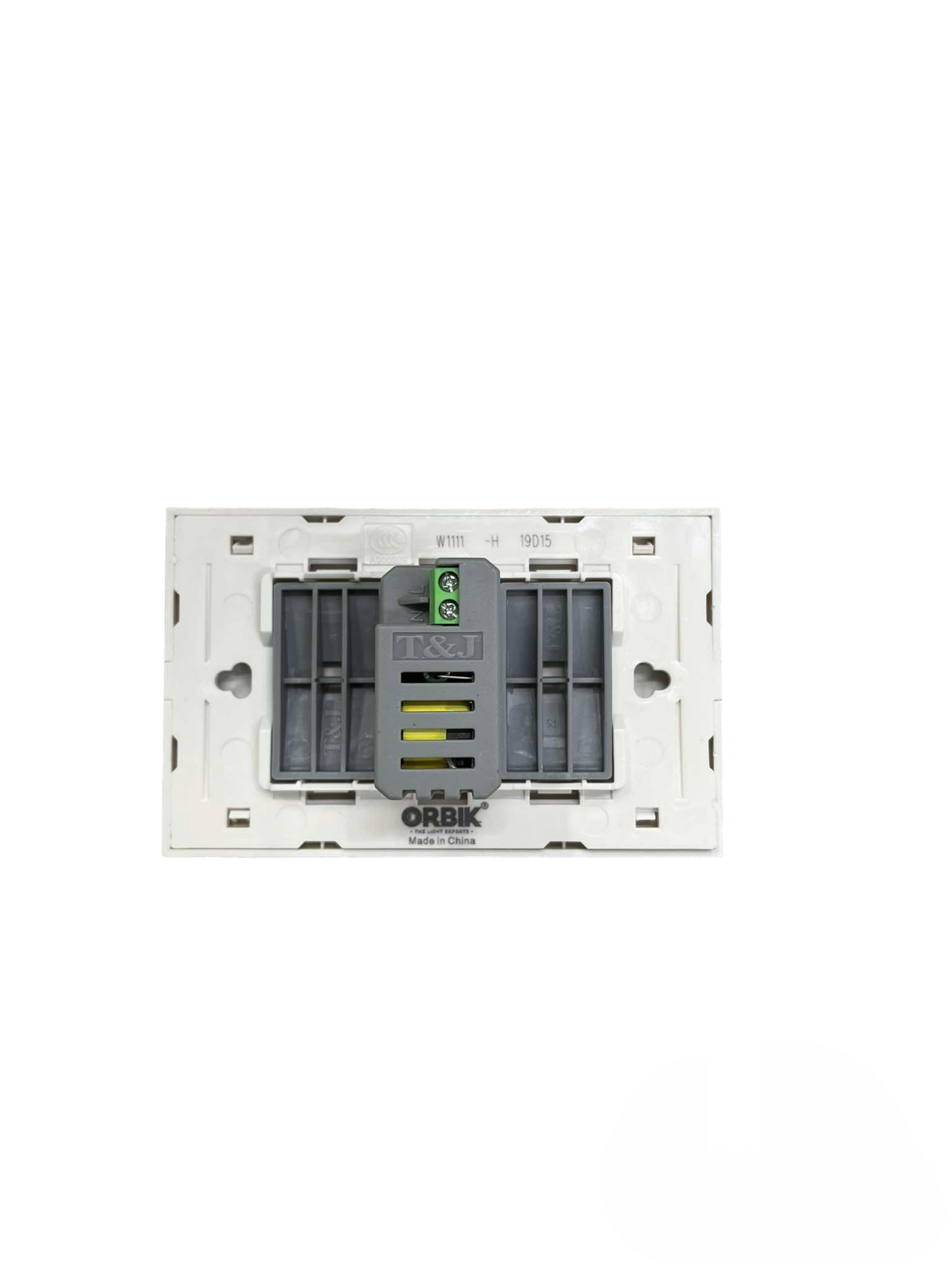 T&J Outlet 5V DC 2.4A USB-A with Plate Cover power point switch plug back view