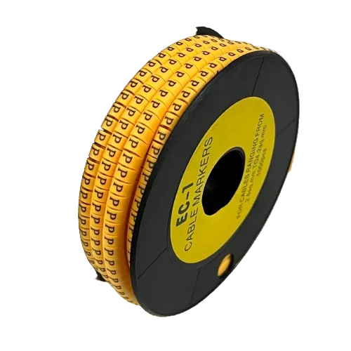 Spool of yellow P Marker 2.6mm to 4.2mm cable management markers from China