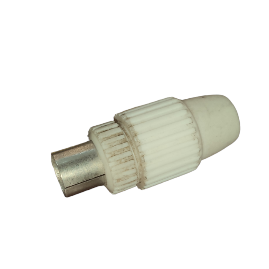 Local electrical PAL Plug Connector with white plastic body and metal tip for circuitry connections