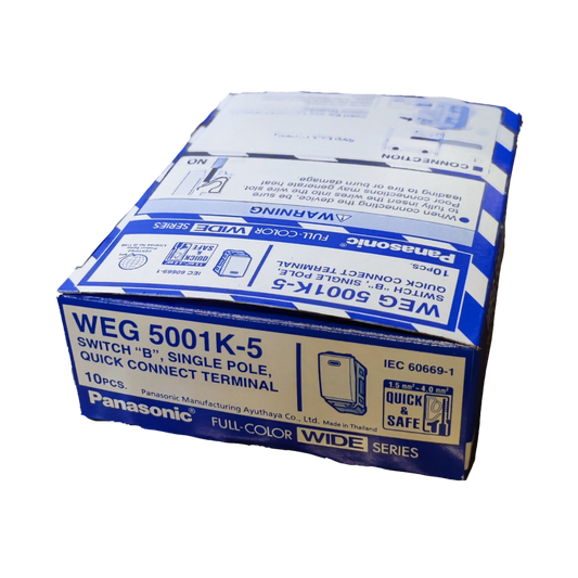 Panasonic 1 Way Switch Wide Series WEG5001K-5 box of 10 single pole quick connect switches