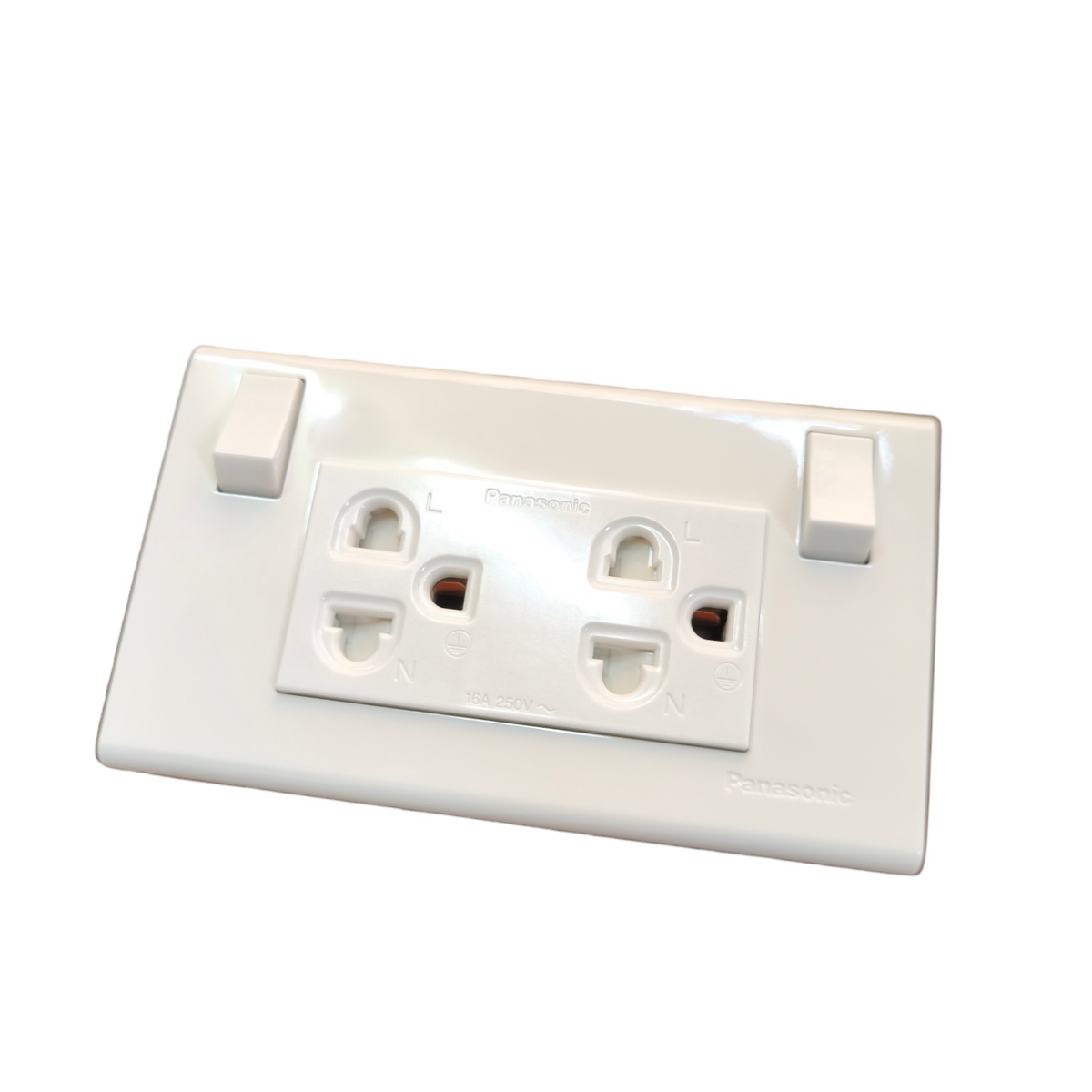 Panasonic 16A Duplex Universal Outlet 250V in white for versatile power access