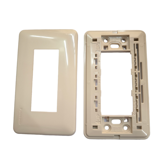 Panasonic 3 Gang Plate Cover in beige for power points and switches with durable plastic material