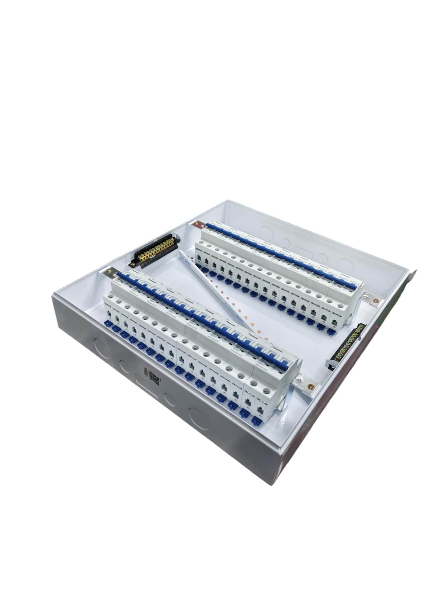 Panasonic Breakers Panel Board 63A with multiple circuit breakers and metal enclosure for electrical safety