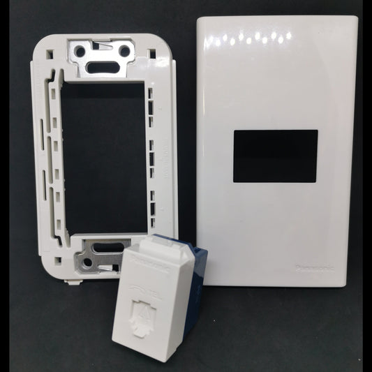 Panasonic Telephone Outlet Wide Series 1 Gang white wall plate frame and modular phone outlet insert