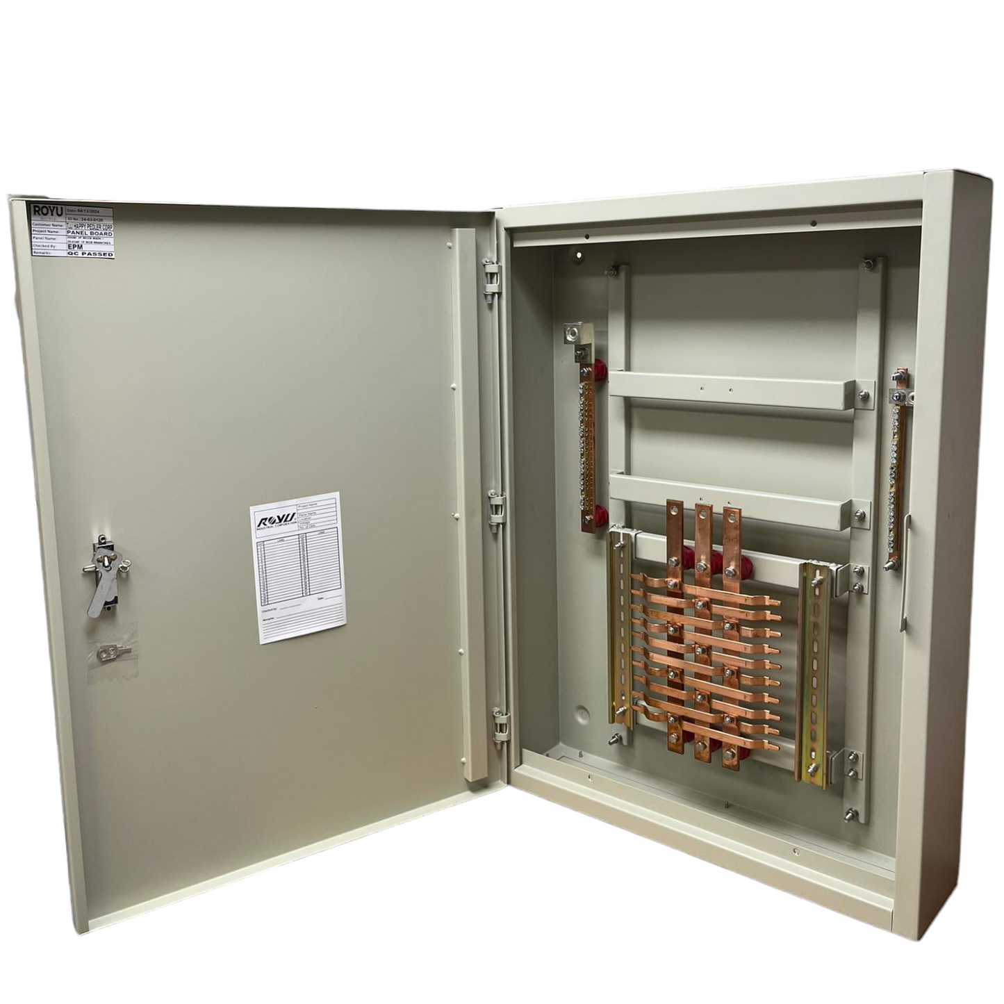 Schneider and Royu Panel Board 250A 3 Pole MCCB Main electrical distribution box with open door