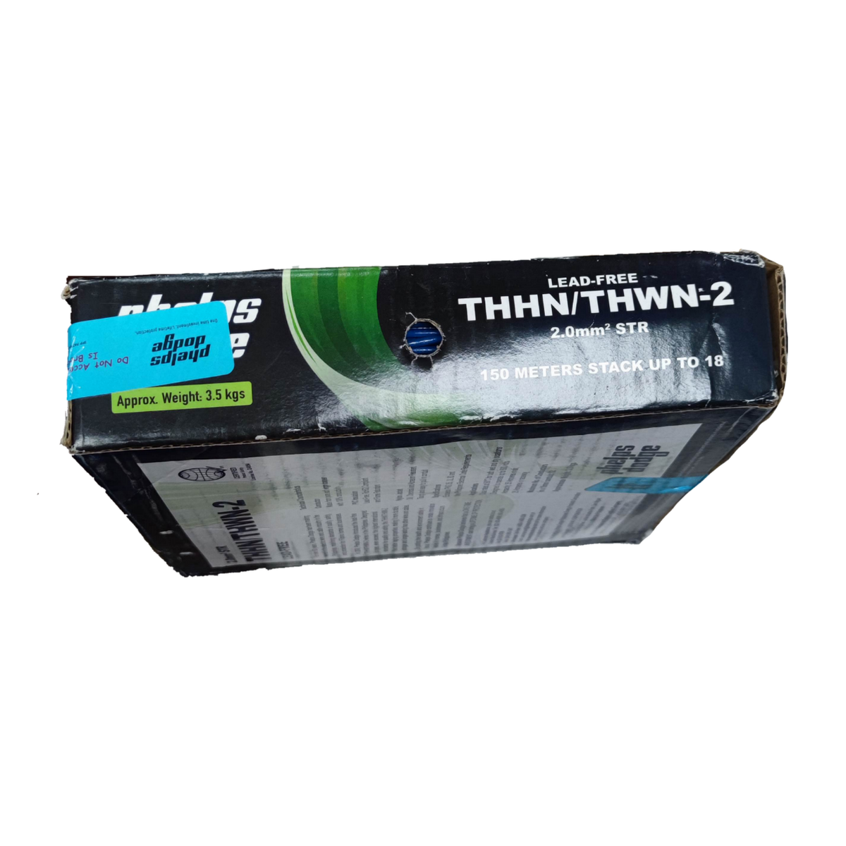 Box of Phelps Dodge 2.0mm THHN AWG 14 electrical wire with lead-free THHN THWN-2 insulation