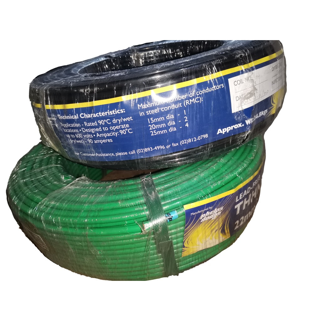 Phelps Dodge electrical wire 60mm green and black coils for construction use