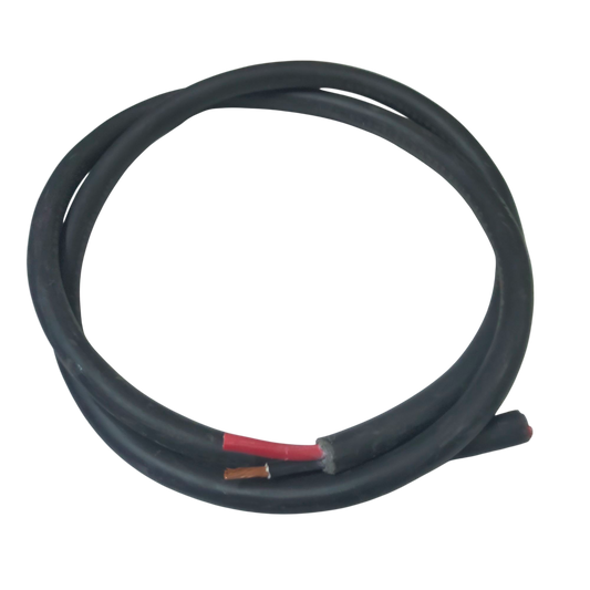 Phelps Dodge royal cord 2 core 5.5mm electrical wire with black insulation and exposed copper ends
