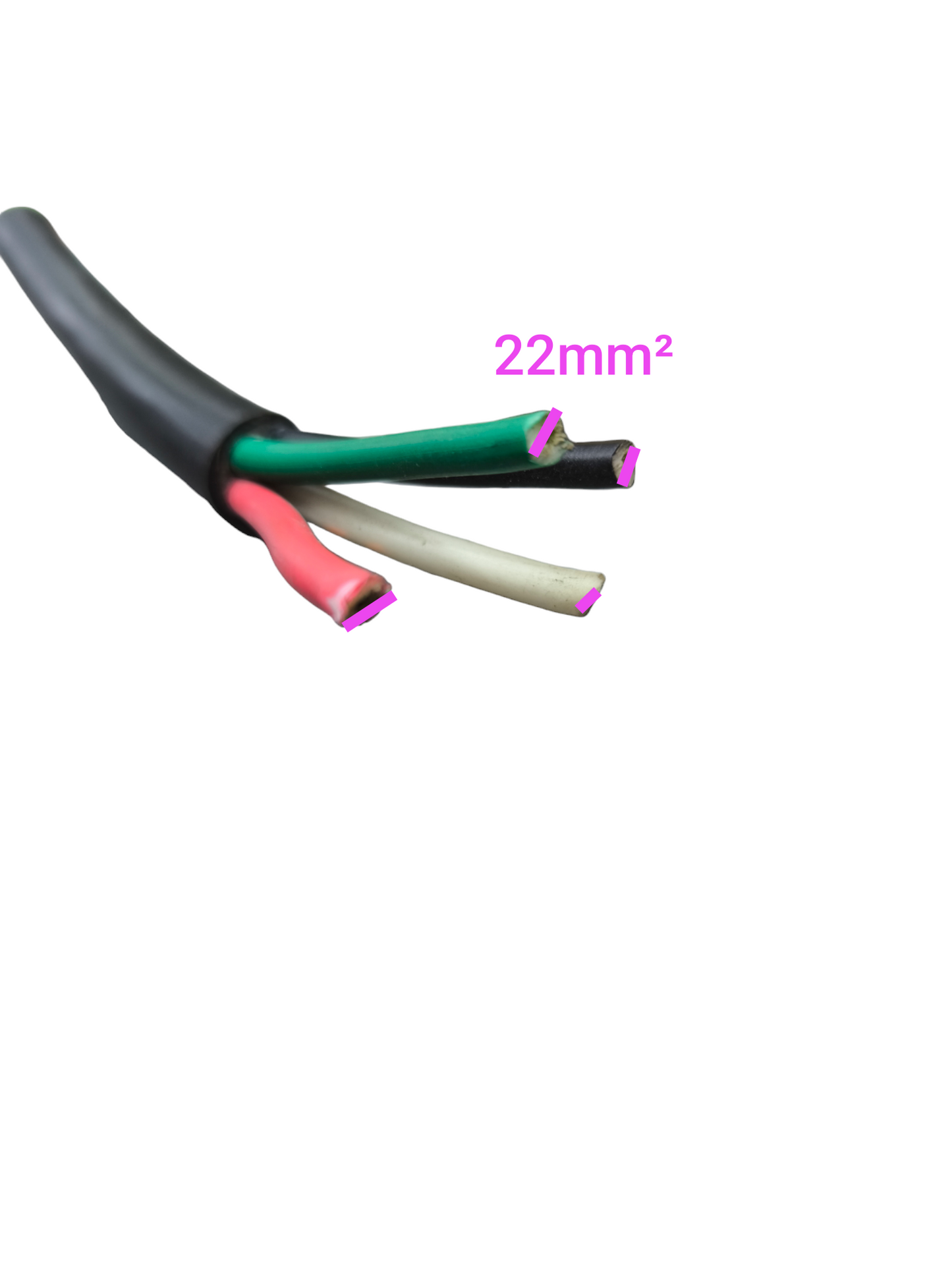 Phelps Dodge royal cord power cable 22mm with multiple colored insulated wires exposed
