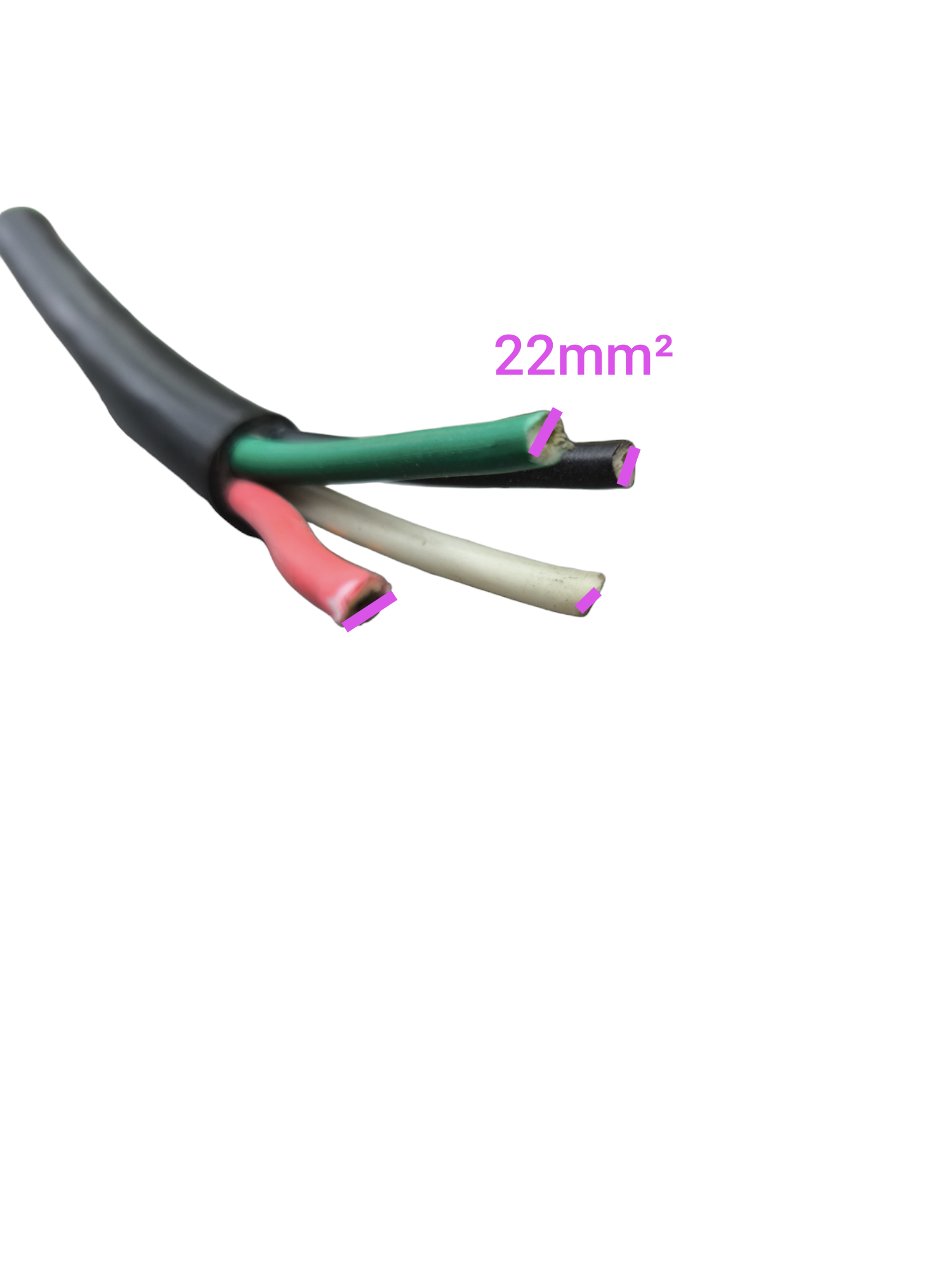 Phelps Dodge royal cord power cable 22mm with multiple colored insulated wires exposed