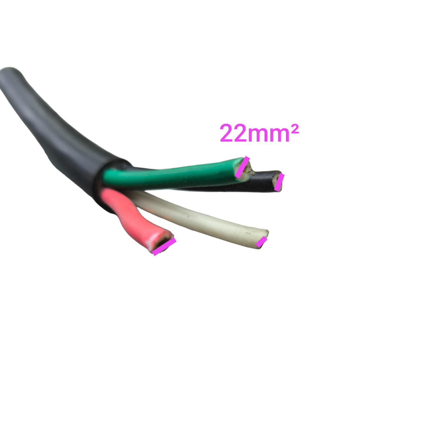 Phelps Dodge royal cord power cable 22mm with multiple colored insulated wires exposed