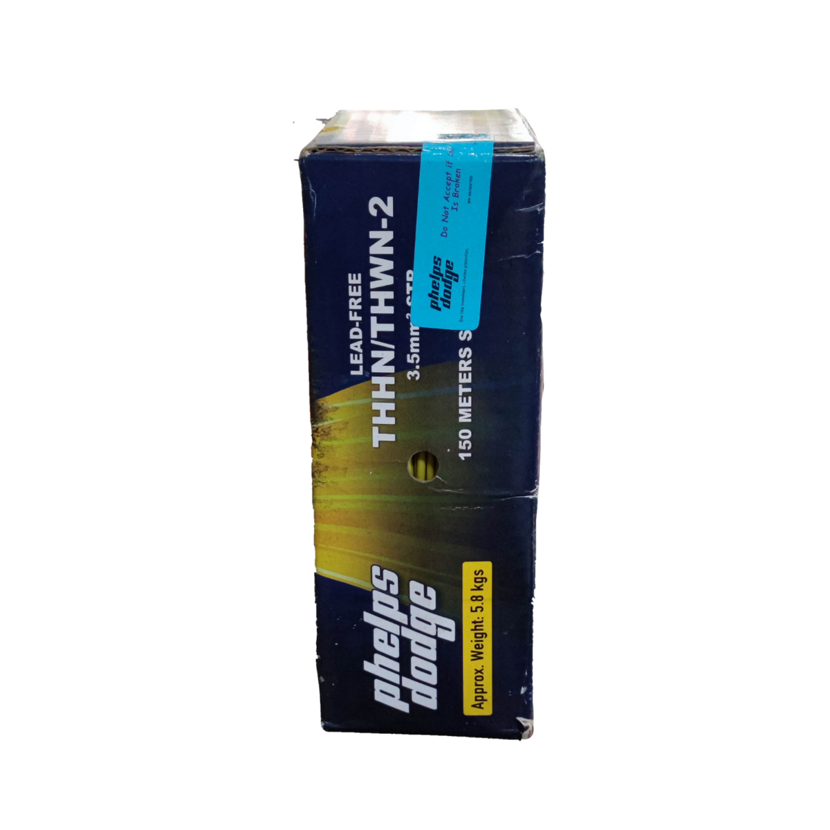 Phelps Dodge THHN AWG 12 stranded wire - 1 Meter in box showing product details and branding