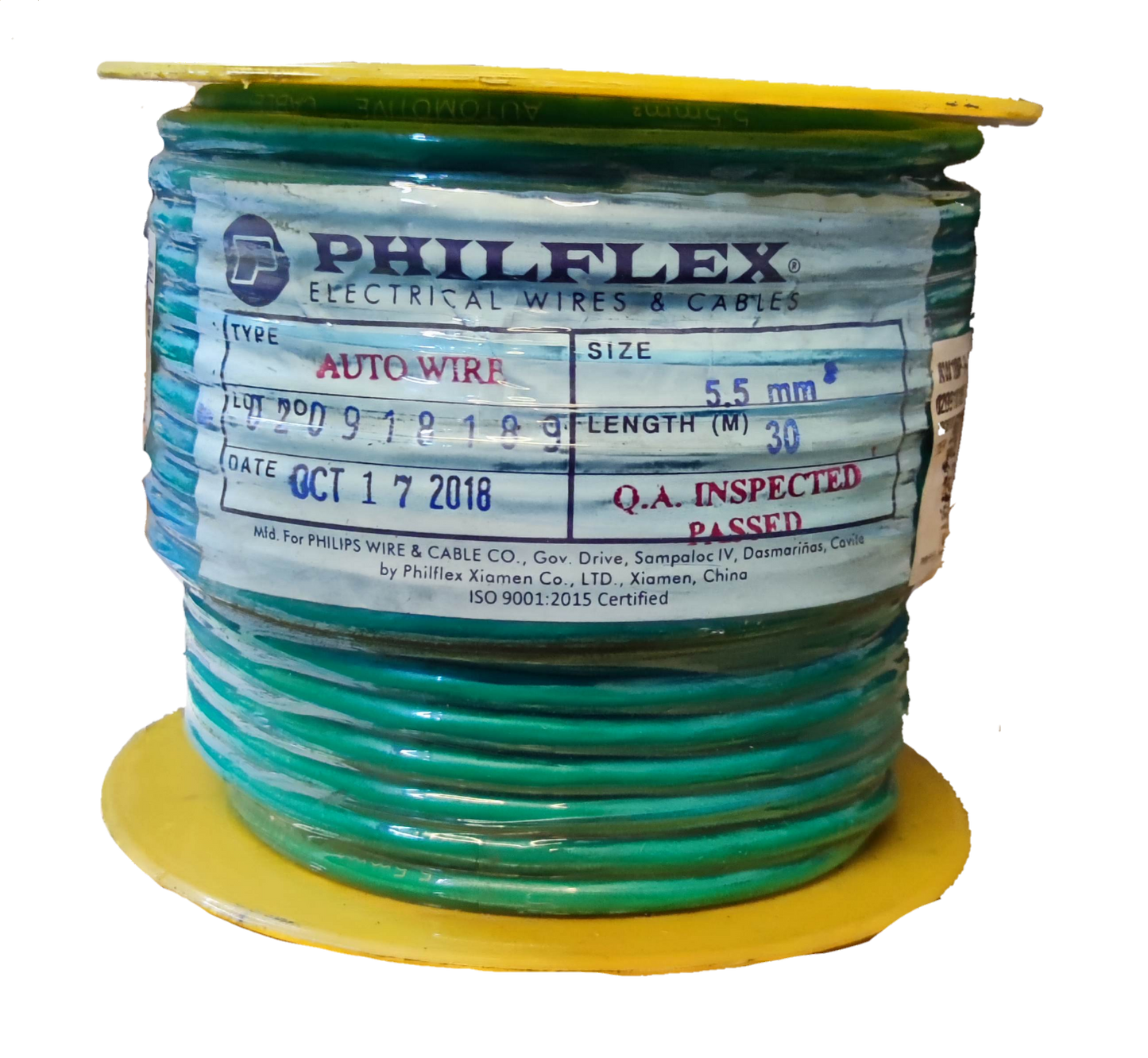 Philflex spool of AWG 10 automotive wire green electrical wire with 30 meter length