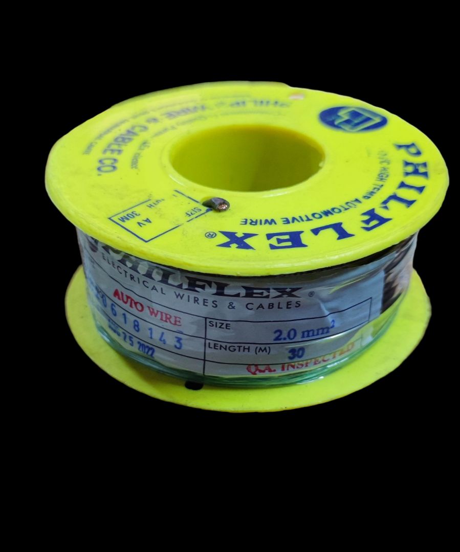 Philflex AWG 14 automotive wire on a yellow spool, suitable for various automotive applications