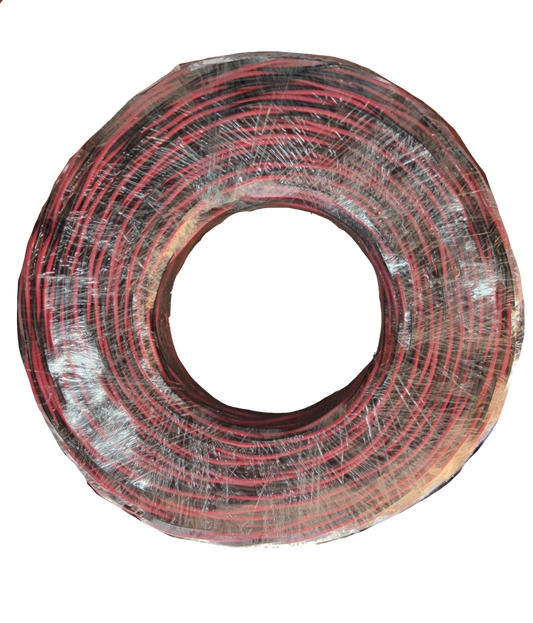 Philflex roll of red and black lamp wire wrapped in plastic stranded thermoplastic fixture wire for lighting