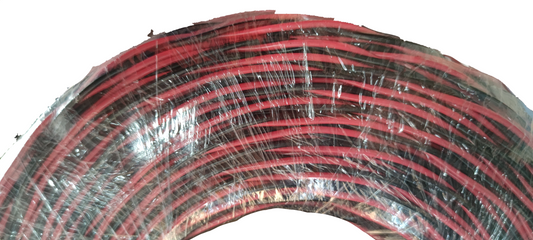 Philflex thermoplastic fixture wire 150 meters in black and red color, coiled and ready for installation