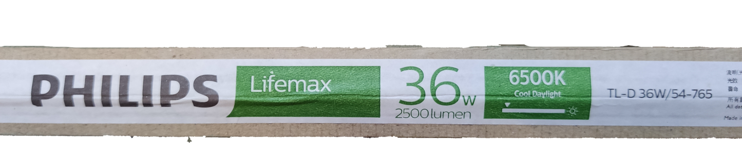 36W T8 fluorescent tube daylight Philips Lifemax 6500K 2500 lumen by Electx Electrical Supply