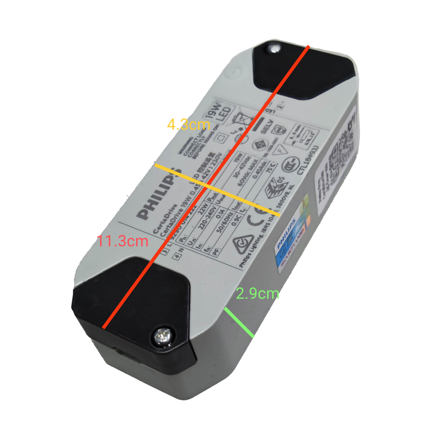 Philips LED driver 19W 42V for lighting with compact design and labeling for easy installation