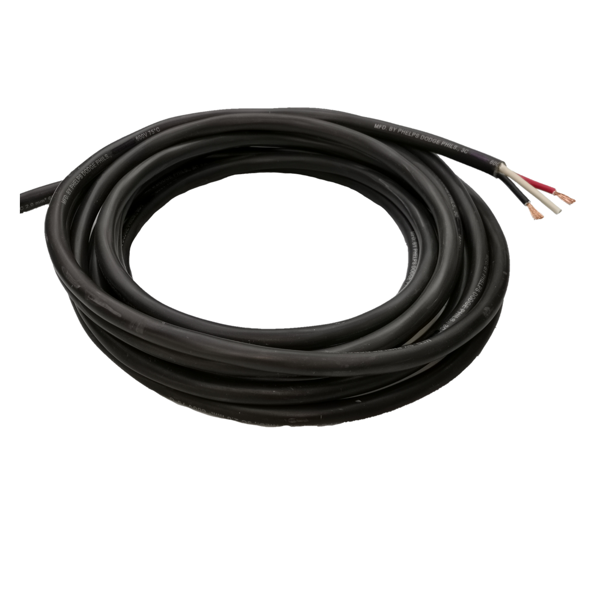 Phelps Dodge 3 core 5.5mm royal cord black electrical wire with three exposed copper leads