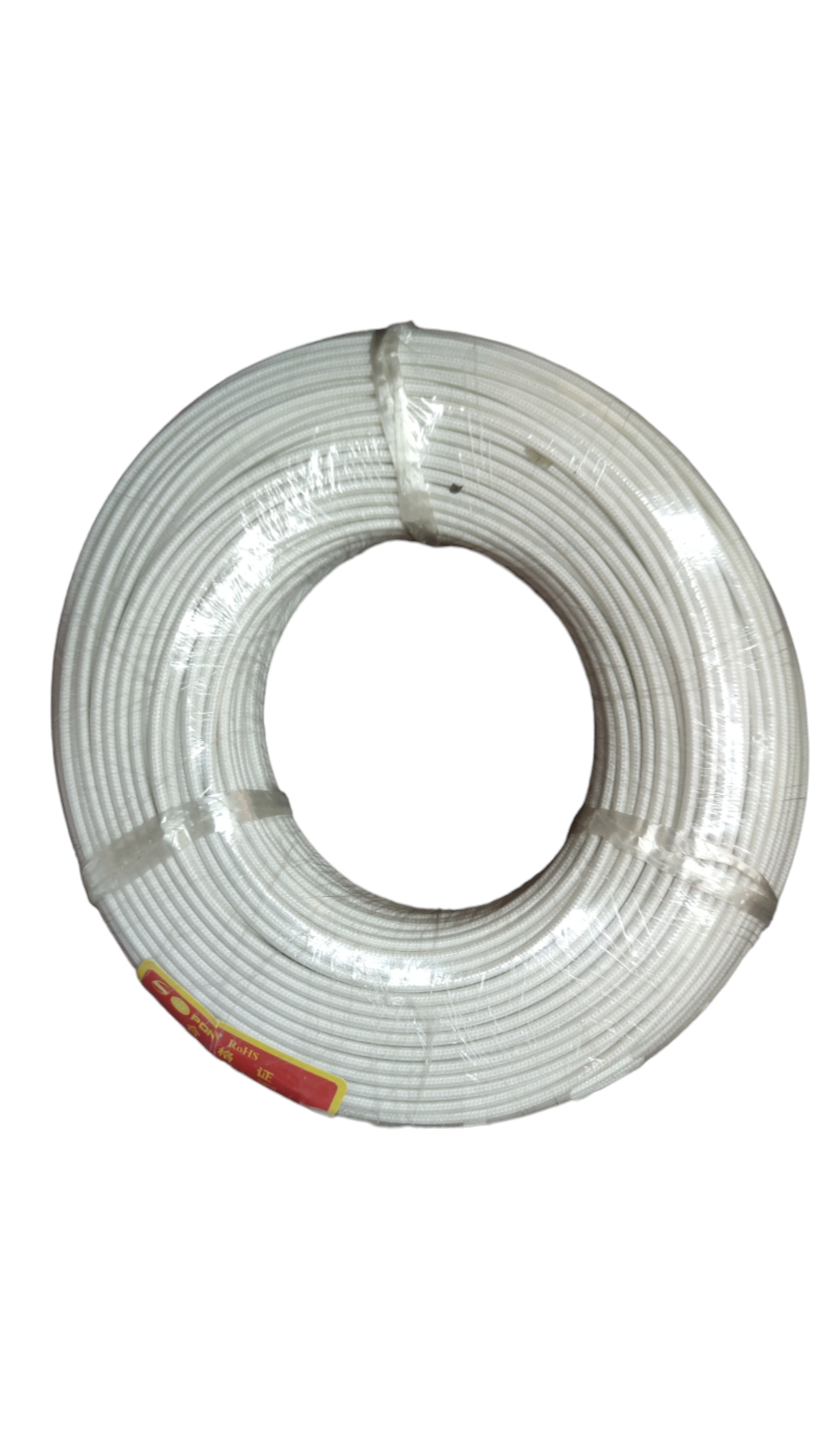 Grippes Silicon Wire 2.5 mm Fiberglass Cable coiled in white insulation for electrical use
