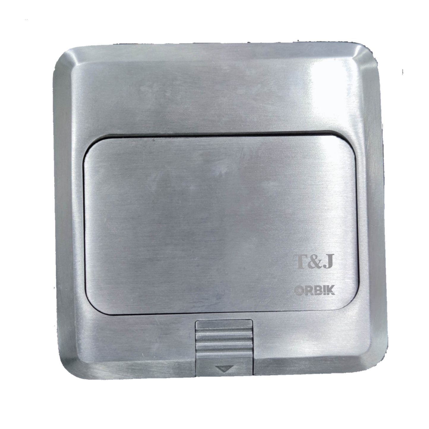 T&J Pop-up Universal with Ground Outlet 16A 220V in brushed metal finish power point cover