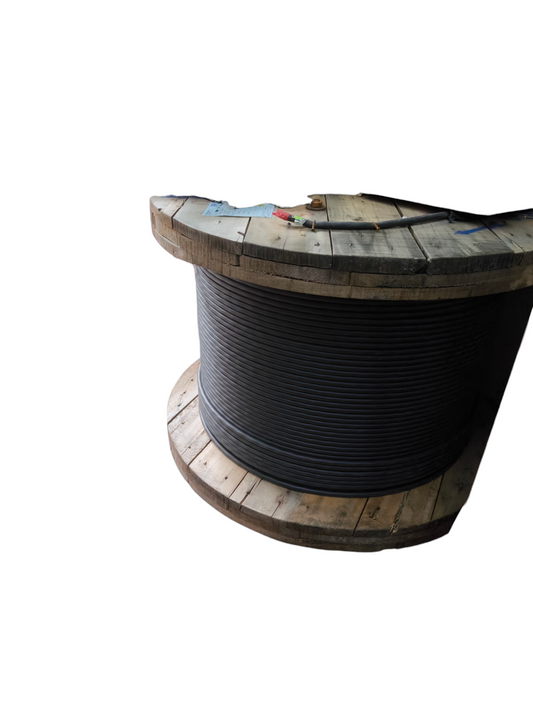 Philflex power cable heavy duty wire coiled on a large wooden spool for industrial use