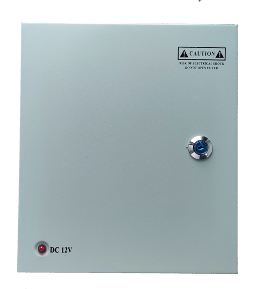 China CCTV security camera power supply box with Power Supply 12V 10A and warning label