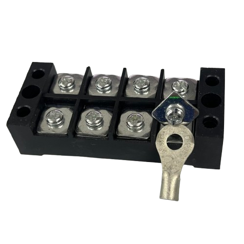 Grippes 45A 4 Pairs Terminal Block 600V black plastic screw terminal strip with metal screws and ring lug