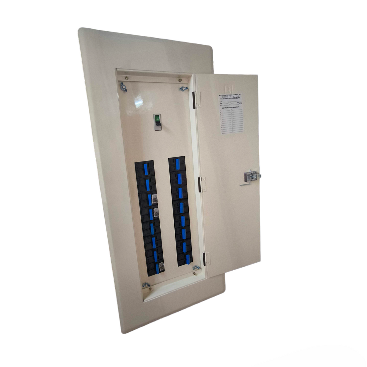 Koten 200A Panel Board 2 Pole 16 Branches beige metal electrical panel with open door and breaker rows