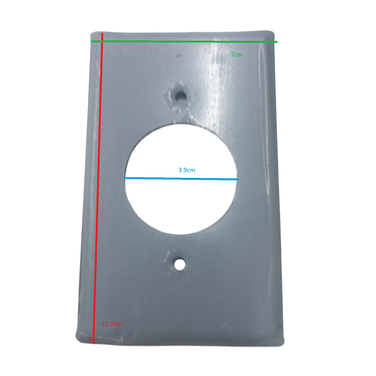 Grippes wall plate cover for 30A twist lock outlet NEMA L15 with single round cutout and screw hole